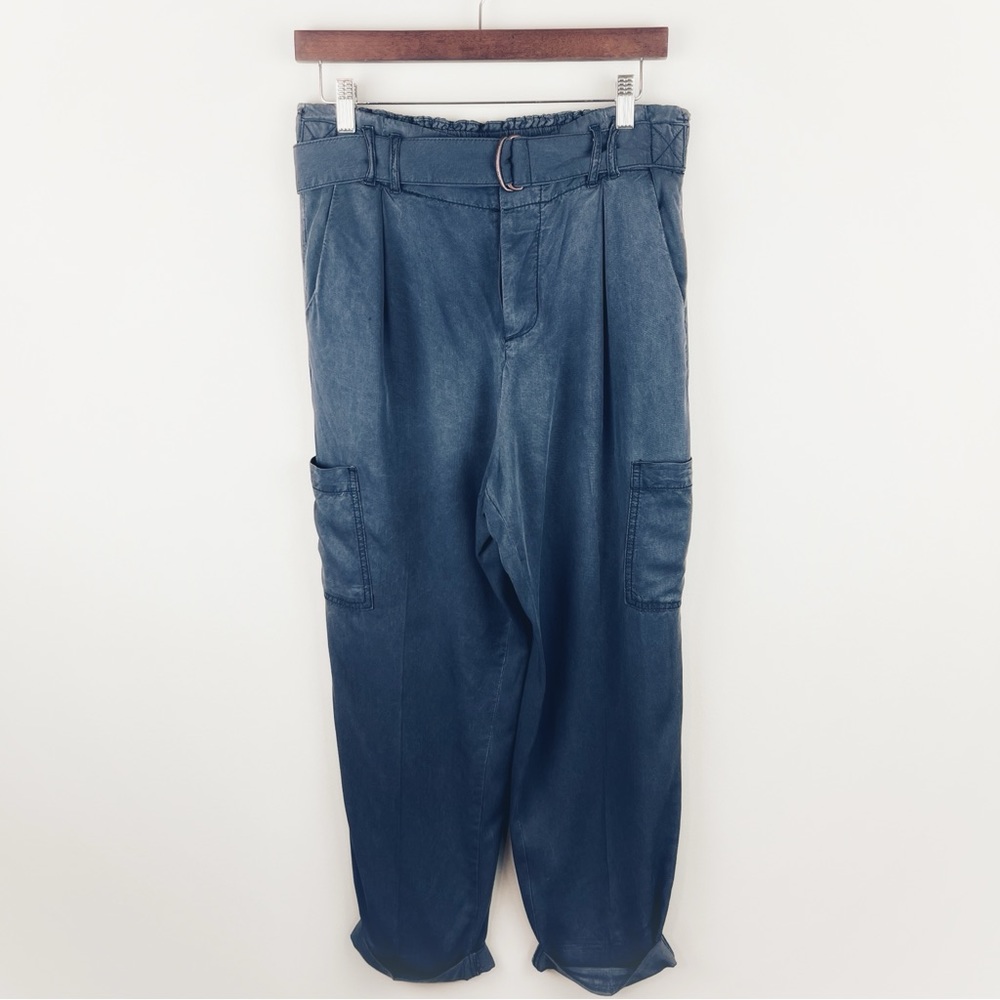 Free People High Rise Belted Ankle Cargo Lagenlook Slouchy Pants Grey Size 6